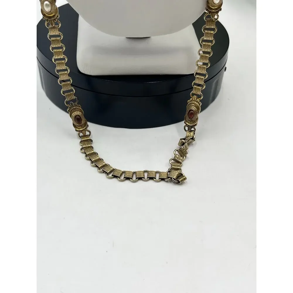 Vintage Gold Tone Book Chain Belt 34